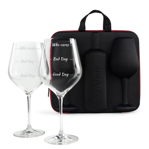 Etui na wino z kieliszkami pary dwojga Who cares Etui na wino z kieliszkami pary dwojga Who cares
