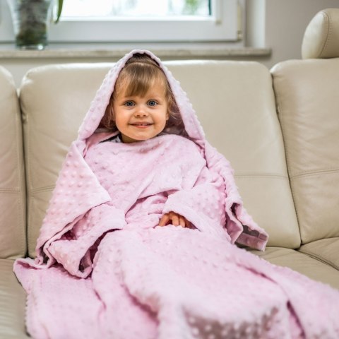 Kocyk zimowy Różowy minky gruby koc z rękawkami Kocyk zimowy Różowy minky gruby koc z rękawkami