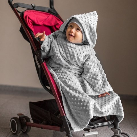 Kocyk zimowy Szary minky gruby koc z rękawkami Kocyk zimowy Szary minky gruby koc z rękawkami