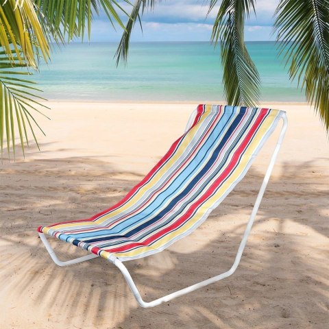 Leżak Plażowy Składany Metalowy Paski z Torbą Transportową VILDE 86x51,5cm Leżak Plażowy Składany Metalowy Paski z Torbą Transportową VILDE 86x51,5cm