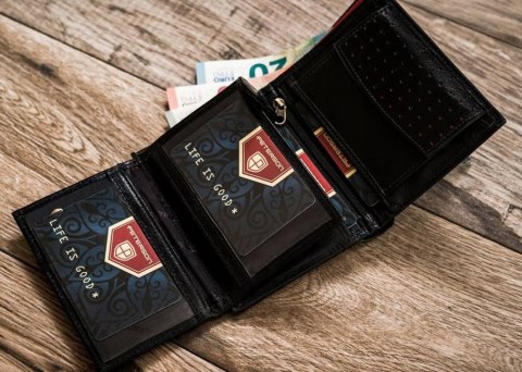 Pionowy portfel męski ze skóry naturalnej RFID - Peterson Pionowy portfel męski ze skóry naturalnej RFID - Peterson