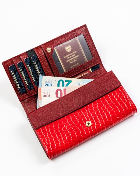 Lakierowany portfel z elegancki wzorem croco - Peterson Lakierowany portfel z elegancki wzorem croco - Peterson
