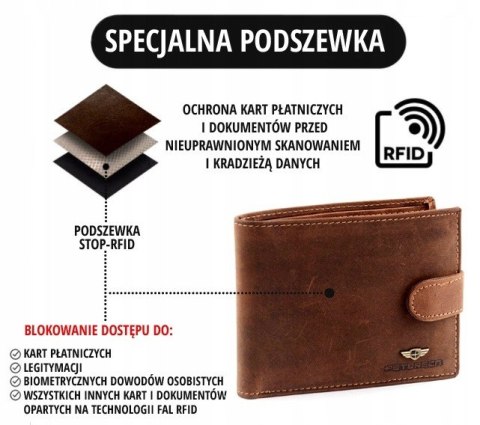 Rozbudowany, pionowy portfel męski ze skóry nubukowej RFID - Peterson Rozbudowany, pionowy portfel męski ze skóry nubukowej RFID - Peterson