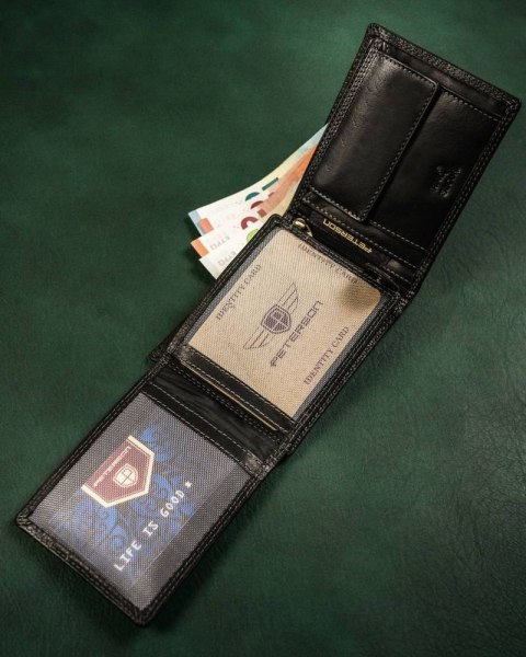 Klasyczny, skórzany portfel męski z systemem RFID - Peterson Klasyczny, skórzany portfel męski z systemem RFID - Peterson