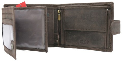 Poziomy portfel męski ze skóry naturalnej, system RFID Protect - Peterson Poziomy portfel męski ze skóry naturalnej, system RFID Protect - Peterson