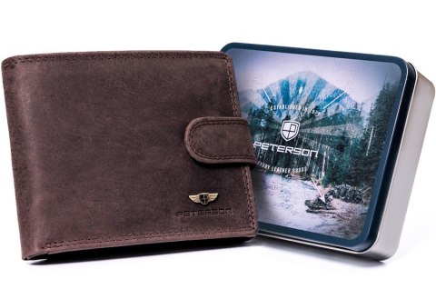 Poziomy portfel męski ze skóry naturalnej, system RFID Protect - Peterson Poziomy portfel męski ze skóry naturalnej, system RFID Protect - Peterson