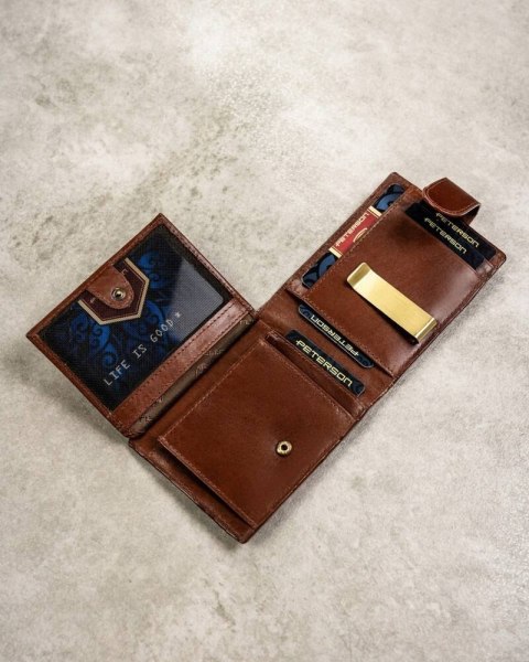 Zestaw prezentowy: skórzany portfel męski, etui i brelok - Peterson Zestaw prezentowy: skórzany portfel męski, etui i brelok - Peterson