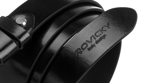 Wąski pasek męski z polerowanej skóry naturalnej licowej - Rovicky Wąski pasek męski z polerowanej skóry naturalnej licowej - Rovicky