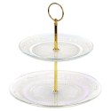 Patera Dekoracyjny Szklana 2-Piętrowa Stojak na Ciasto Przekąski ORION 24cm