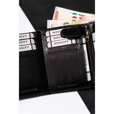 Pionowy portfel męski RFID z zapięciem - Rovicky Pionowy portfel męski RFID z zapięciem - Rovicky