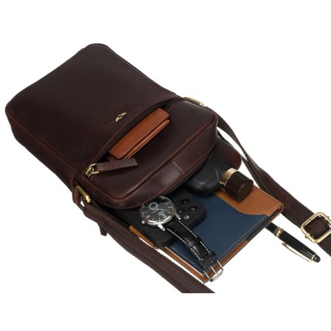 Torba męska crossbody z gładkiej skóry naturalnej - Peterson