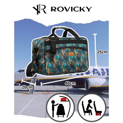 Torba podróżna z wytrzymałego poliestru z roślinnym wzorem wyposażona w dopinany pasek - Rovicky