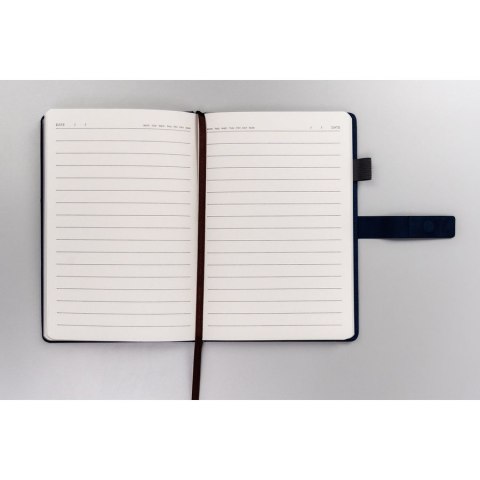 Zestaw prezentowy: notes A5 w granatowym kolorze w linie i długopis z czarnym wkładem - Peterson