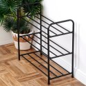 Półka Regał na Buty 3-Poziomowy Metalowy Czarny Solidny VILDE 63x28x60 cm Półka Regał na Buty 3-Poziomowy Metalowy Czarny Solidny VILDE 63x28x60 cm