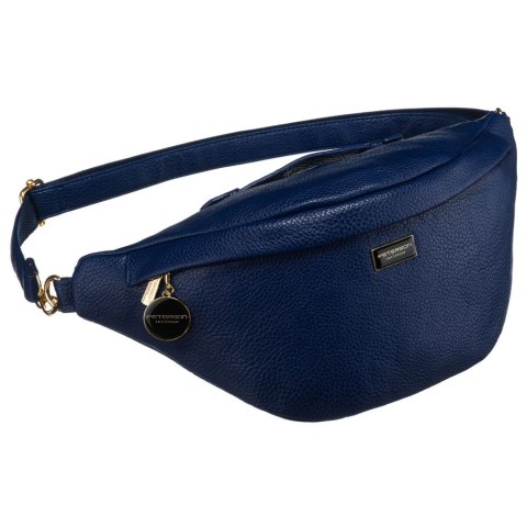 Granatowa sportowa nerka damska ze skóry ekologicznej saszetka na biodra lub na ramię crossbody Peterson