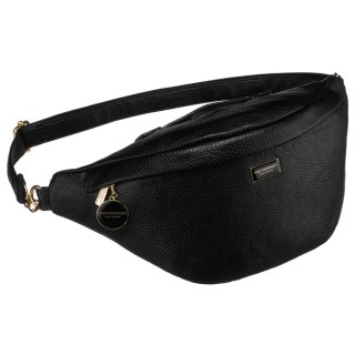 Klasyczna czarna saszetka damska nerka na biodra na ramię lub przez ramię crossbody eko skóra Peterson