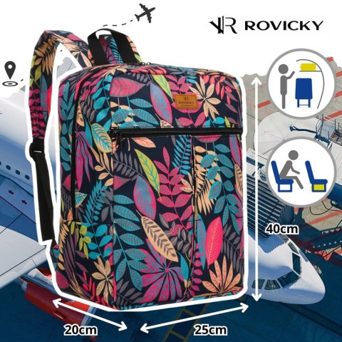 Lekki plecak podróżny kabinowy na suwak w kwiatowy wzór - Rovicky Lekki plecak podróżny kabinowy na suwak w kwiatowy wzór - Rovicky