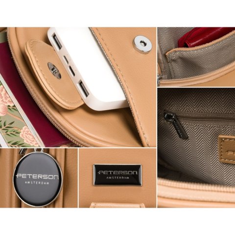 Sportowa beżowa saszetka damska na ramię nerka crossbody ze skóry ekologicznej Peterson Sportowa beżowa saszetka damska na ramię nerka crossbody ze skóry ekologicznej Peterson