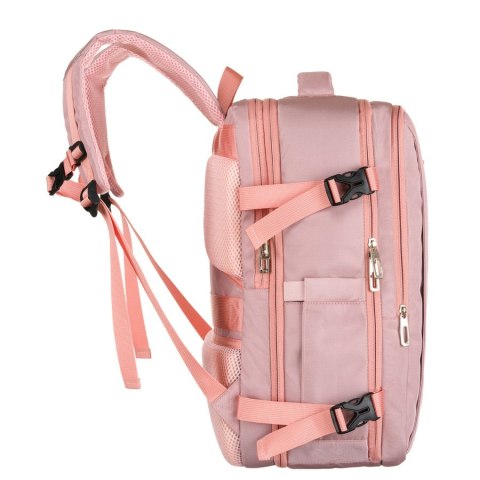 Plecak z miejscem na laptopa wykonany z cordury w różowym kolorze, zawieszony na regulowanych szelkach - Peterson Plecak z miejscem na laptopa wykonany z cordury w różowym kolorze, zawieszony na regulowanych szelkach - Peterson