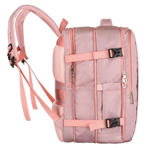 Plecak z miejscem na laptopa wykonany z cordury w różowym kolorze, zawieszony na regulowanych szelkach - Peterson Plecak z miejscem na laptopa wykonany z cordury w różowym kolorze, zawieszony na regulowanych szelkach - Peterson