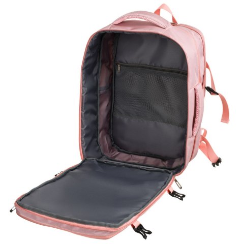 Plecak z miejscem na laptopa wykonany z cordury w różowym kolorze, zawieszony na regulowanych szelkach - Peterson Plecak z miejscem na laptopa wykonany z cordury w różowym kolorze, zawieszony na regulowanych szelkach - Peterson