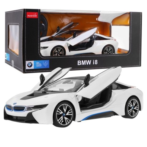 BMW i8 białe RASTAR model 1:14 Zdalnie sterowane auto + pilot 2,4 GHz BMW i8 białe RASTAR model 1:14 Zdalnie sterowane auto + pilot 2,4 GHz