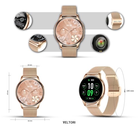 Smartwatch Damski VELTORI VT300-1 Złota Bransoleta Smartwatch Damski VELTORI VT300-1 Złota Bransoleta