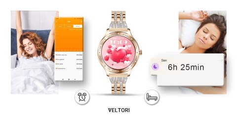 Smartwatch Damski VELTORI VT350-1 Bransoleta Różowe Złoto Smartwatch Damski VELTORI VT350-1 Bransoleta Różowe Złoto