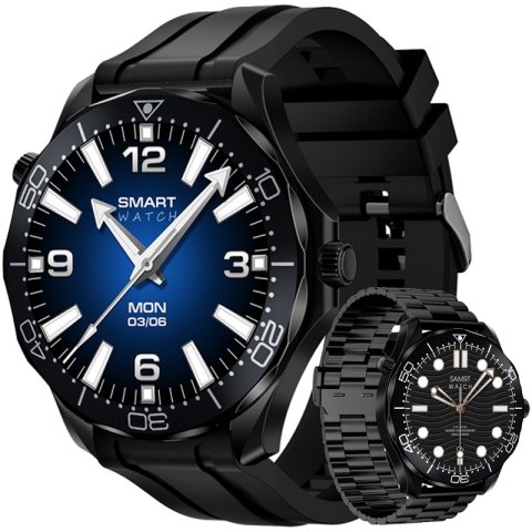 Smartwatch VELTORI VT150-1 Czarny Pasek Silikonowy + Czarna Bransoleta Smartwatch VELTORI VT150-1 Czarny Pasek Silikonowy + Czarna Bransoleta