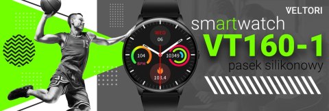 Smartwatch VELTORI VT160-1 Czarny Pasek Silikonowy Smartwatch VELTORI VT160-1 Czarny Pasek Silikonowy