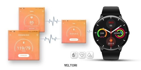 Smartwatch VELTORI VT160-1 Czarny Pasek Silikonowy Smartwatch VELTORI VT160-1 Czarny Pasek Silikonowy