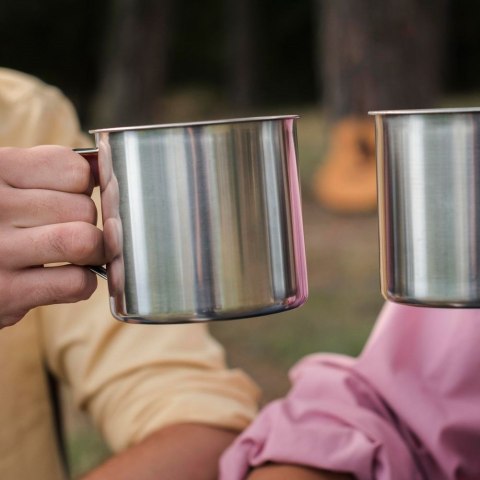 Kubek garnek stalowy z uchwytem turystyczny wędkarski 10 cm 0,6 l