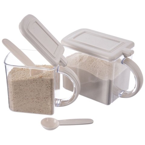 Pojemnik kuchenny na produkty sypkie sól mąkę cukier bułkę tartą z pokrywką i łyżką 0,55 l Pojemnik kuchenny na produkty sypkie sól mąkę cukier bułkę tartą z pokrywką i łyżką 0,55 l