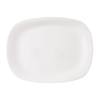 Półmisek szklany biały prostokątny talerz patera szklana 28x21 cm