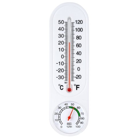 Termometr z higrometrem zewnętrzny wewnętrzny biały 23 cm