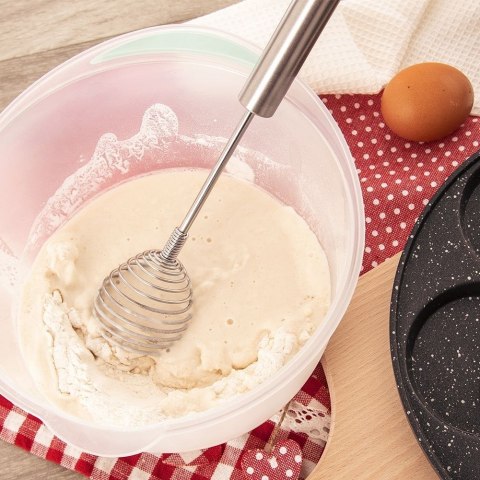 Trzepaczka ubijaczka do piany jaj spiralna kuchenna stalowa 26 cm