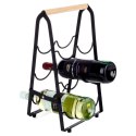 Stojak na wino metalowy czarny 6 butelek 21x38 cm Stojak na wino metalowy czarny 6 butelek 21x38 cm