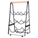 Stojak na wino metalowy czarny 6 butelek 21x38 cm Stojak na wino metalowy czarny 6 butelek 21x38 cm