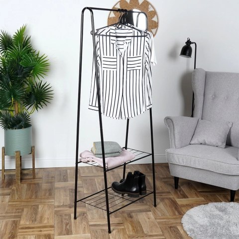 Wieszak stojący na ubrania metalowy czarny 153 cm Wieszak stojący na ubrania metalowy czarny 153 cm