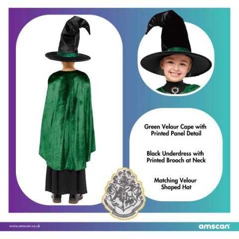 Strój, Kostium przebranie Profesor McGonagall Harry Potter, 8-10 lat Strój, Kostium przebranie Profesor McGonagall Harry Potter, 8-10 lat