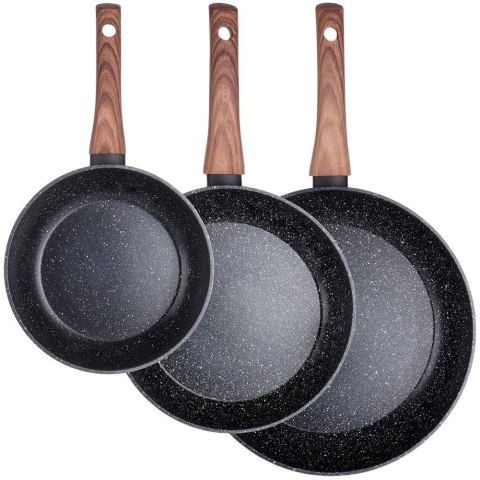 Zestaw patelni granitowy BLACK&WOOD 3 szt. 20 / 24 / 28 cm Zestaw patelni granitowy BLACK&WOOD 3 szt. 20 / 24 / 28 cm