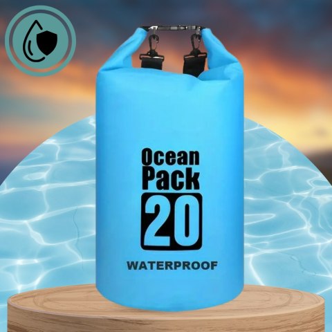 WOREK WODOODPORNY WODOSZCZELNY KAJAK TORBA PLECAK TURYSTYCZNY 20L NIEBIESKI WOREK WODOODPORNY WODOSZCZELNY KAJAK TORBA PLECAK TURYSTYCZNY 20L NIEBIESKI