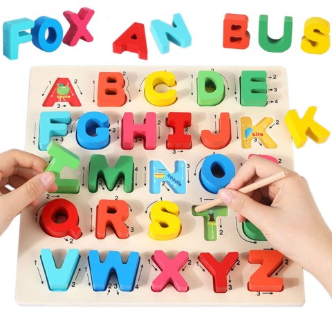 PUZZLE DREWNIANE ALFABET LITERKI NAUKA JHTOY-330 PUZZLE DREWNIANE ALFABET LITERKI NAUKA JHTOY-330