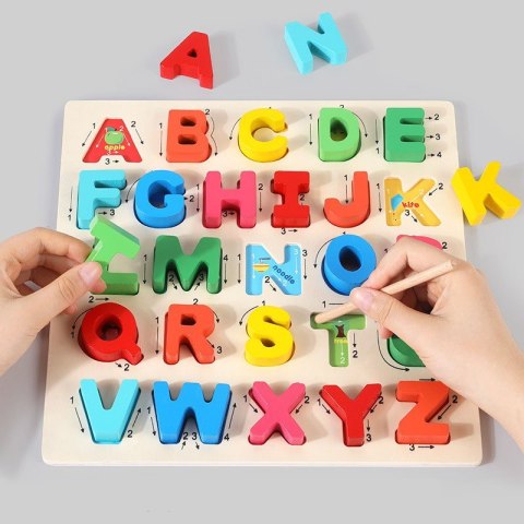 PUZZLE DREWNIANE ALFABET LITERKI NAUKA JHTOY-330 PUZZLE DREWNIANE ALFABET LITERKI NAUKA JHTOY-330