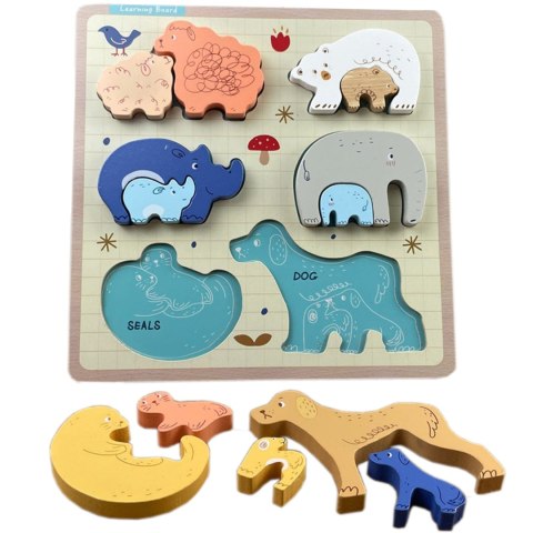 PUZZLE DREWNIANE EDUKACYJNE ZWIERZĘTA Z MŁODYMI ZKB-2053 PUZZLE DREWNIANE EDUKACYJNE ZWIERZĘTA Z MŁODYMI ZKB-2053