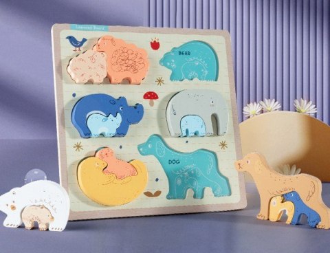 PUZZLE DREWNIANE EDUKACYJNE ZWIERZĘTA Z MŁODYMI ZKB-2053 PUZZLE DREWNIANE EDUKACYJNE ZWIERZĘTA Z MŁODYMI ZKB-2053