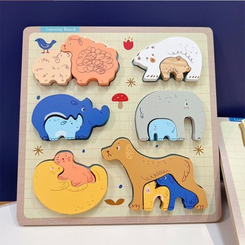 PUZZLE DREWNIANE EDUKACYJNE ZWIERZĘTA Z MŁODYMI ZKB-2053 PUZZLE DREWNIANE EDUKACYJNE ZWIERZĘTA Z MŁODYMI ZKB-2053