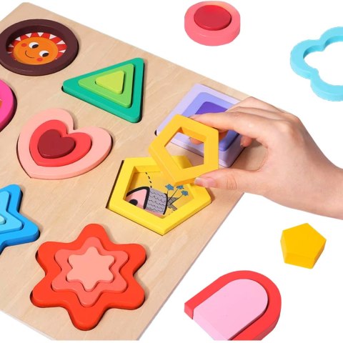 PUZZLE DREWNIANE KSZTAŁTY DOPASOWYWANIE EDUKACYJNE FIGURY MONTESSORI PUZZLE DREWNIANE KSZTAŁTY DOPASOWYWANIE EDUKACYJNE FIGURY MONTESSORI