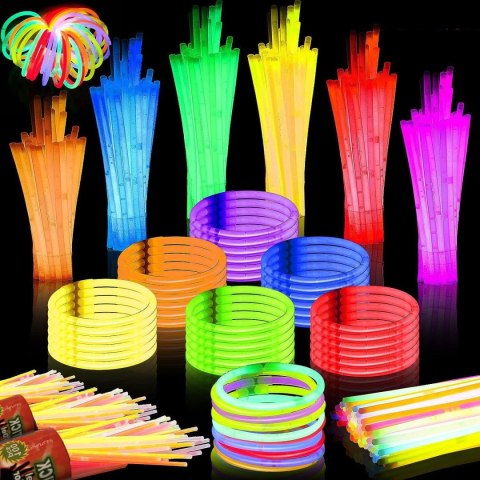 Świecące Bransoletki Fluorescencyjne Opaski Światło Chemiczne 100 Pałeczki Świecące Bransoletki Fluorescencyjne Opaski Światło Chemiczne 100 Pałeczki