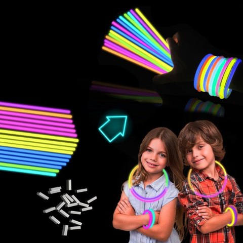 Świecące Bransoletki Fluorescencyjne Opaski Światło Chemiczne 100 Pałeczki Świecące Bransoletki Fluorescencyjne Opaski Światło Chemiczne 100 Pałeczki